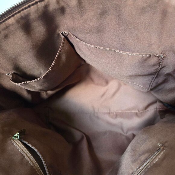 Fossil Mini Shopper Tote Black Key Pattern Brown Vegan Leather Travel Office Bag - Picture 10 of 12